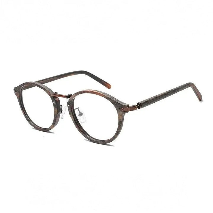 Hdcrafter Unisex Full Rim Round Acetate Eyeglasses Acetate Round Wood Grain Bc06 - C99 Floral
