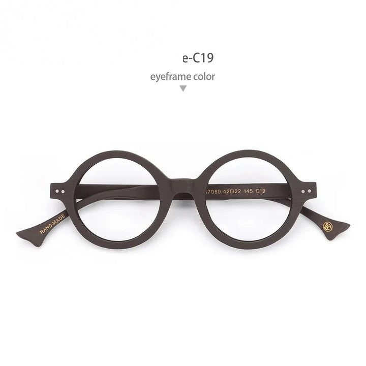 Hdcrafter Unisex Full Rim Round Acetate Prescription Eyeglasses PS7060 - Coffee-C19