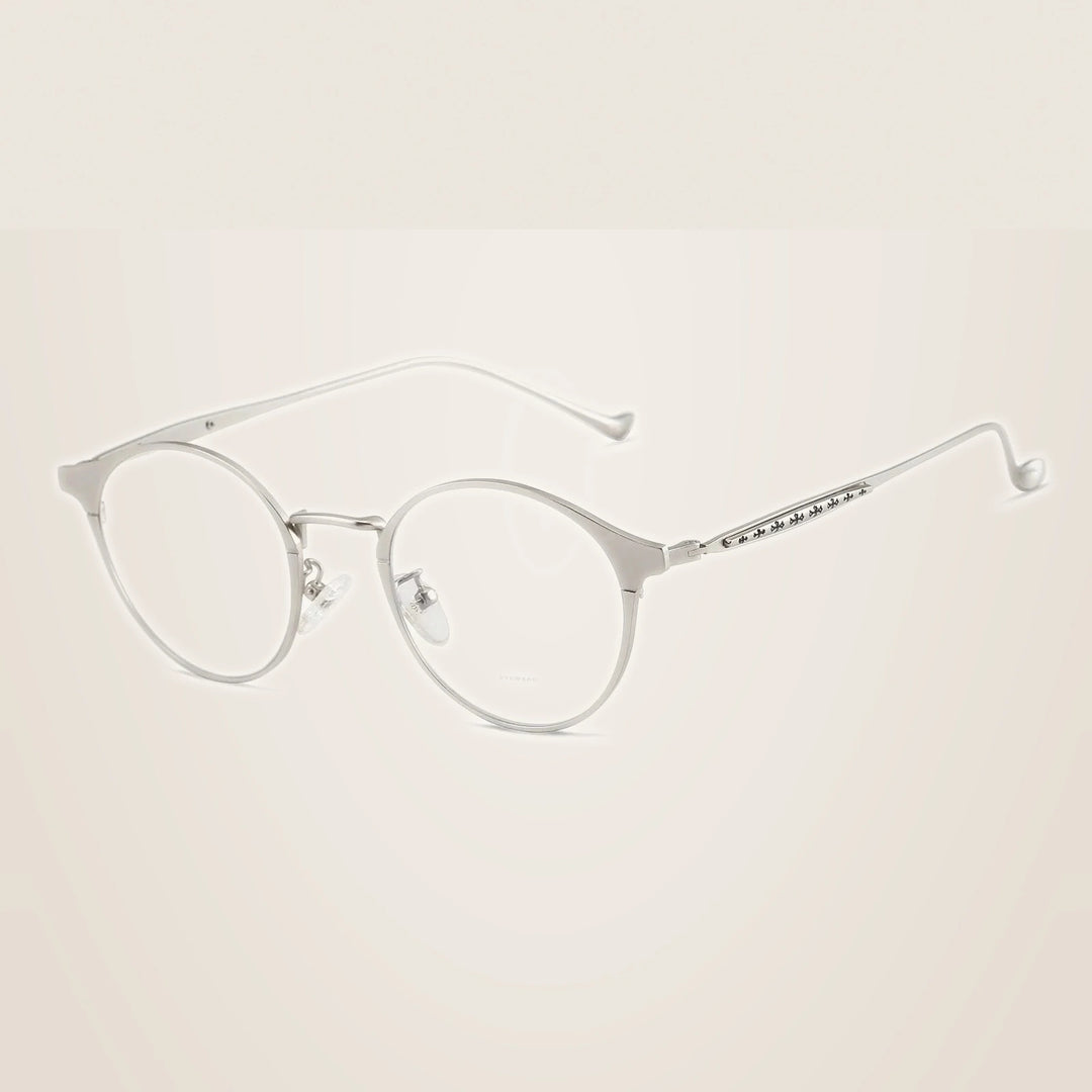Hdcrafter Unisex Full Rim Round Alloy Frames 800600 - Silver
