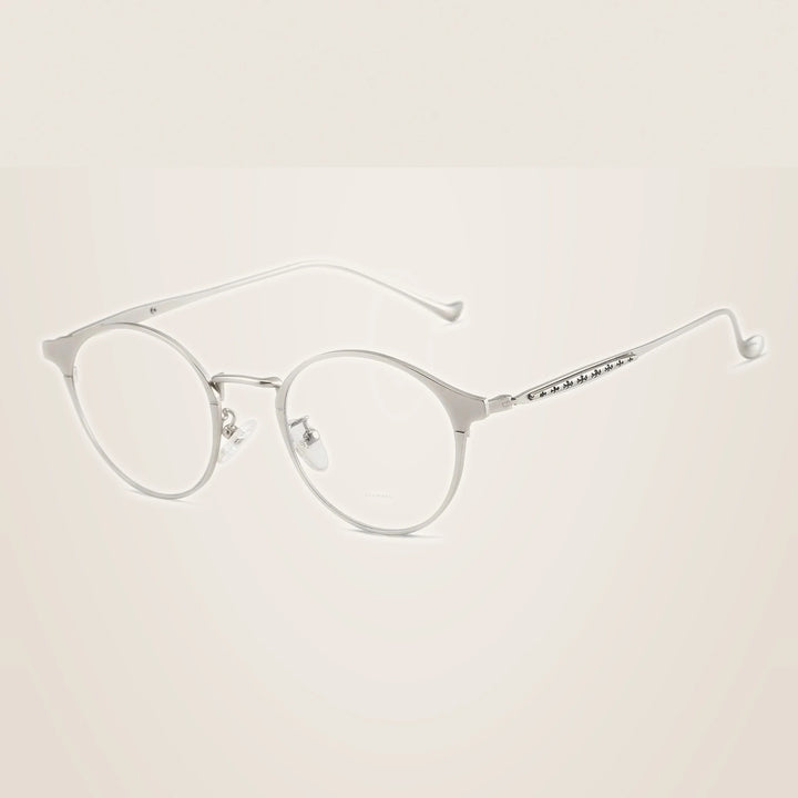Hdcrafter Unisex Full Rim Round Alloy Frames 800600 - Silver