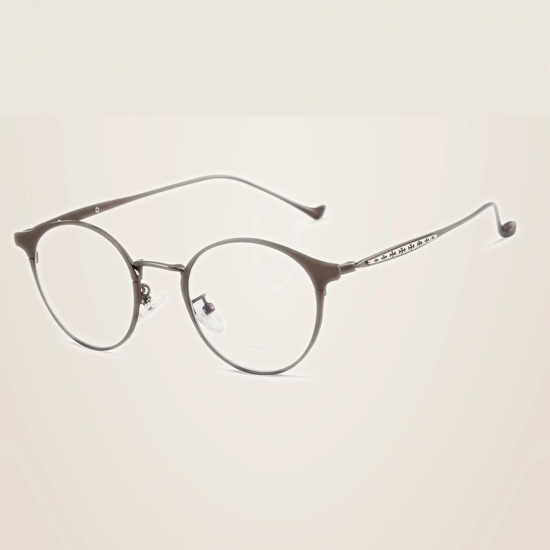 Hdcrafter Unisex Full Rim Round Alloy Frames 800600 - Tea