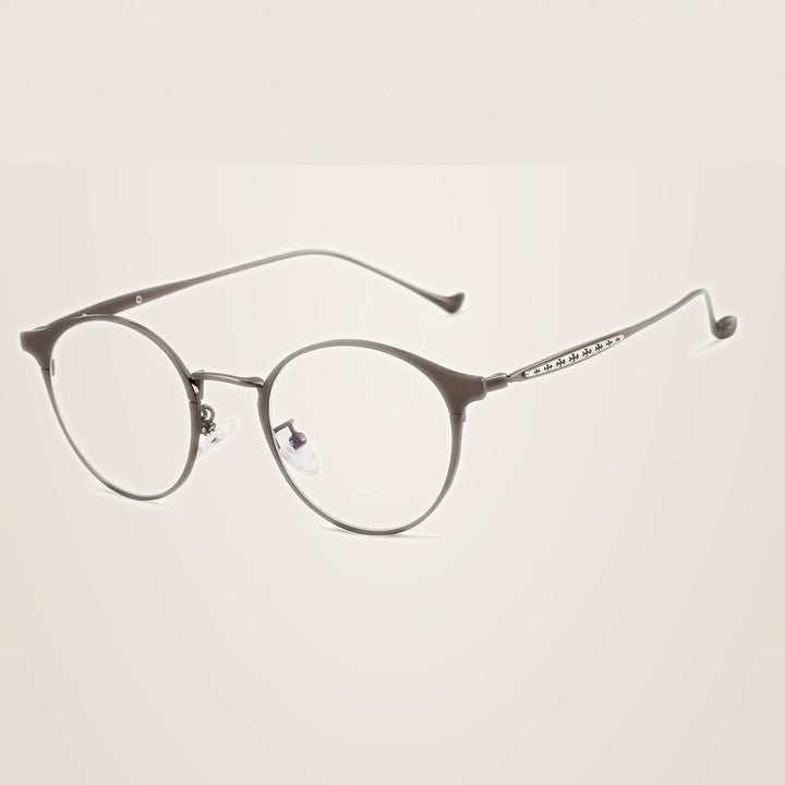 Hdcrafter Unisex Full Rim Round Alloy Frames 800600 - Tea