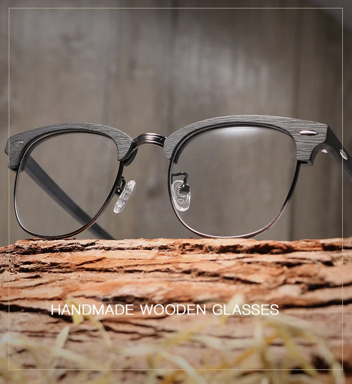 Hdcrafter Unisex Full Rim Round Half Wood Metal Frame Eyeglasses - Size Chart