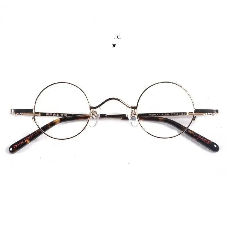 Hdcrafter Unisex Full Rim Round Titanium Alloy Eyeglasses Ft2219 - Gold