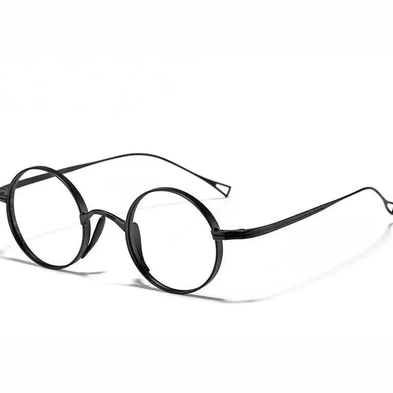 Hdcrafter Unisex Full Rim Round Titanium Eyeglasses Ft3001 - Black
