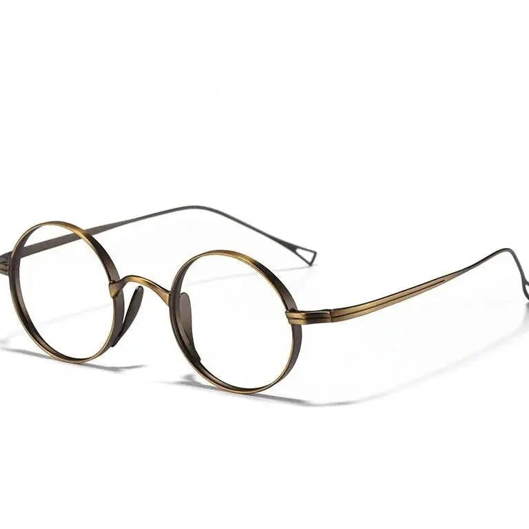 Hdcrafter Unisex Full Rim Round Titanium Eyeglasses Ft3001 - Bronze