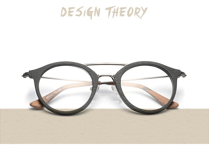 Hdcrafter Unisex Full Rim Round Wood Alloy Double Bridge Eyeglasses 4821 - Size Chart