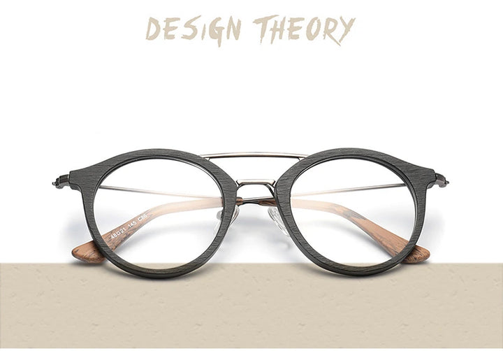 Hdcrafter Unisex Full Rim Round Wood Alloy Double Bridge Eyeglasses 4821 - Size Chart