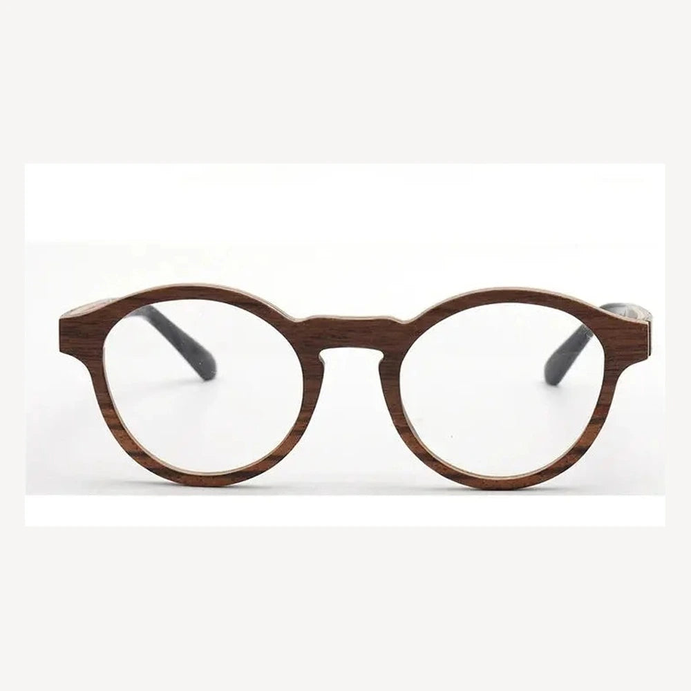 Hdcrafter Unisex Full Rim Round Wood Eyeglasses 5329 - Wood