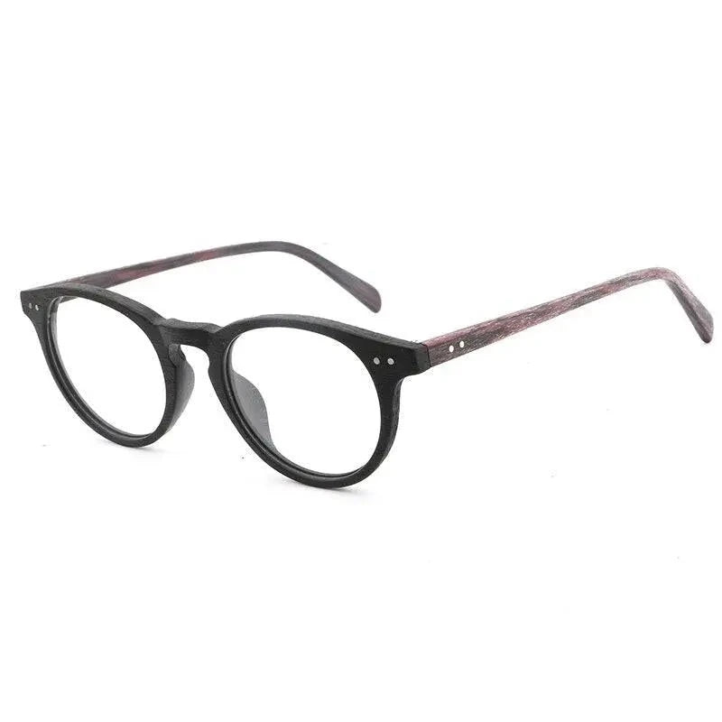 Hdcrafter Unisex Full Rim Round Wood Frame Eyeglasses Lhb030 - Black Purple C81