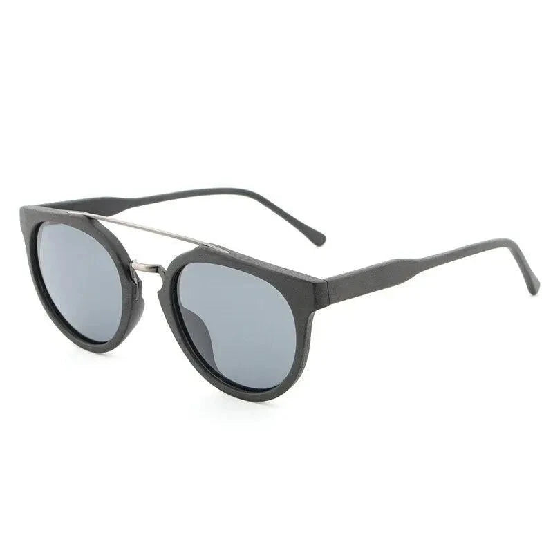 Hdcrafter Unisex Full Rim Round Wood Metal Frame Polarized Sunglasses Lhb023 - C10