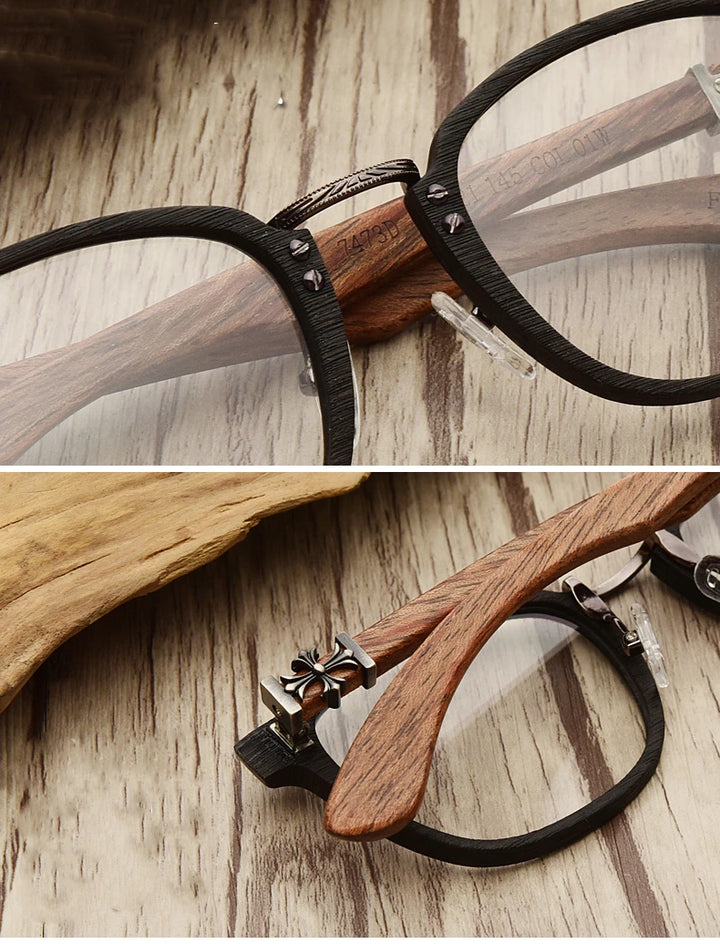Hdcrafter Unisex Full Rim Round Wood Temple Eyeglasses 7473d - Size Chart
