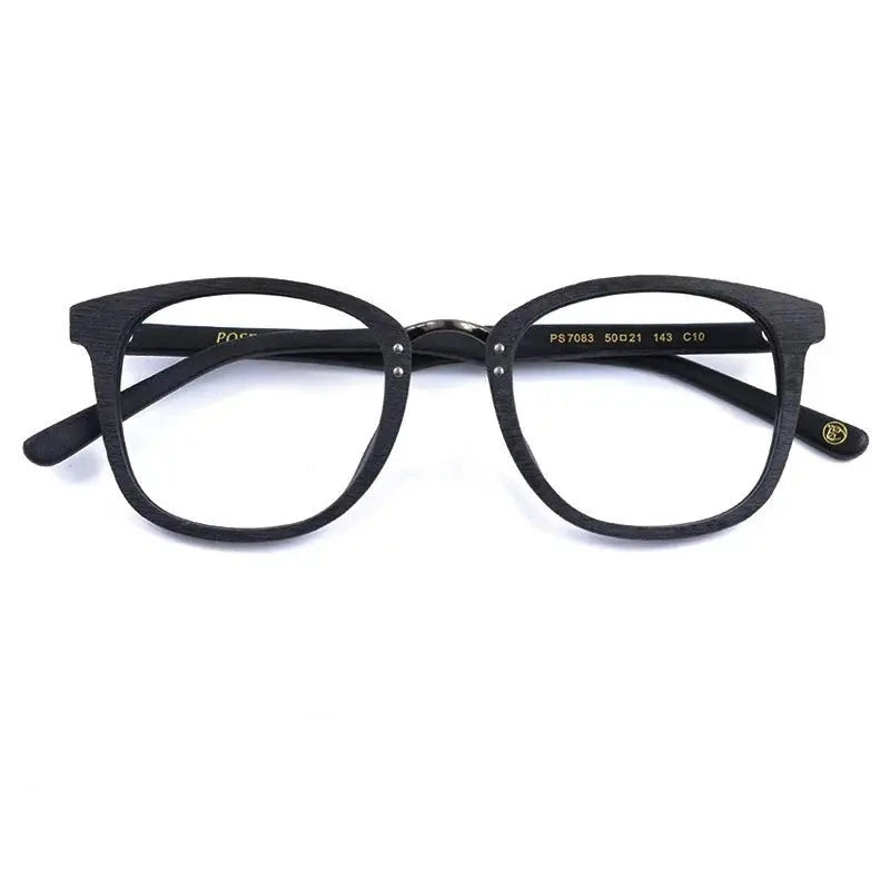 Hdcrafter Unisex Full Rim Square Acetate Alloy Eyeglasses 347083 - Black