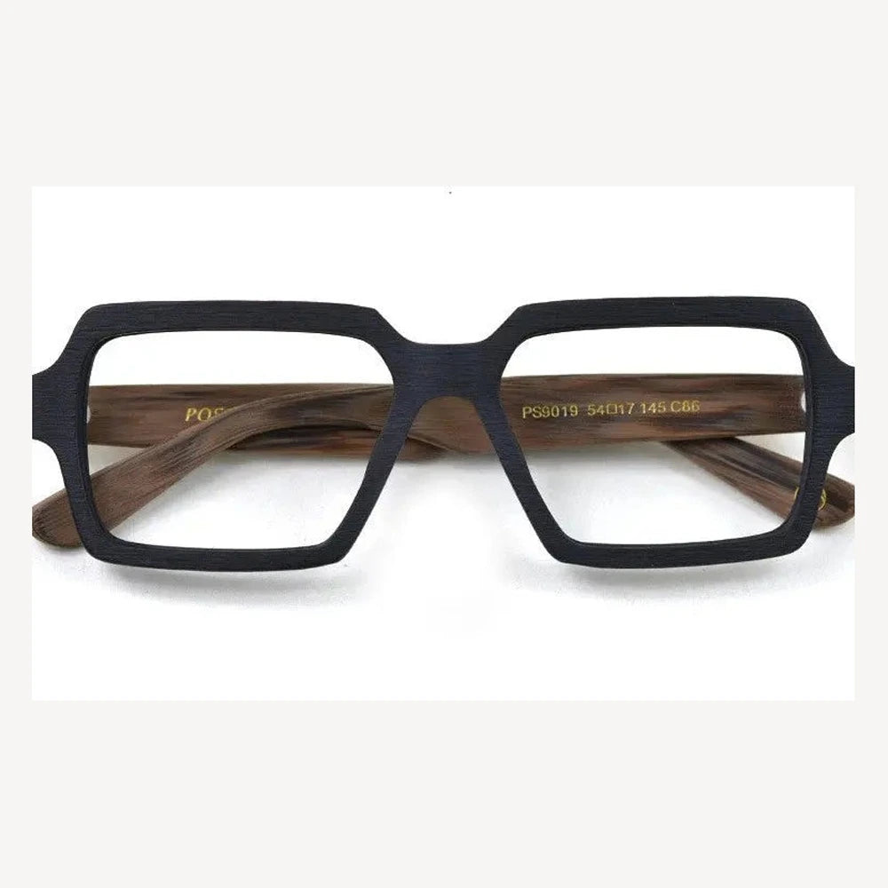 Hdcrafter Unisex Full Rim Square Acetate Titanium Eyeglasses 29019 - Black-Brown