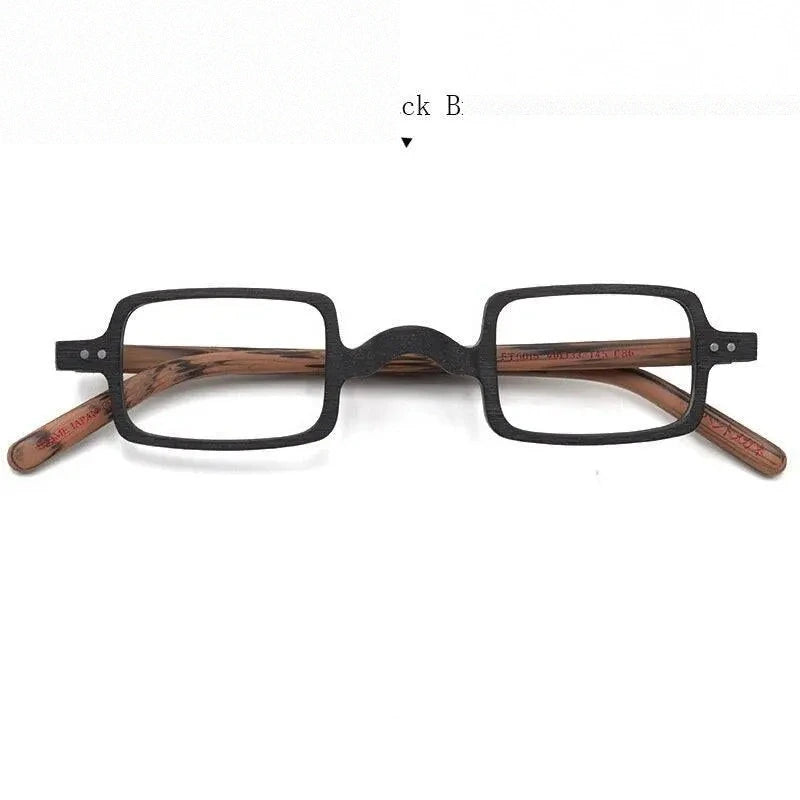 Hdcrafter Unisex Full Rim Square Acetate Wood Frame Eyeglasses Ft6016 - Wood Black Brown