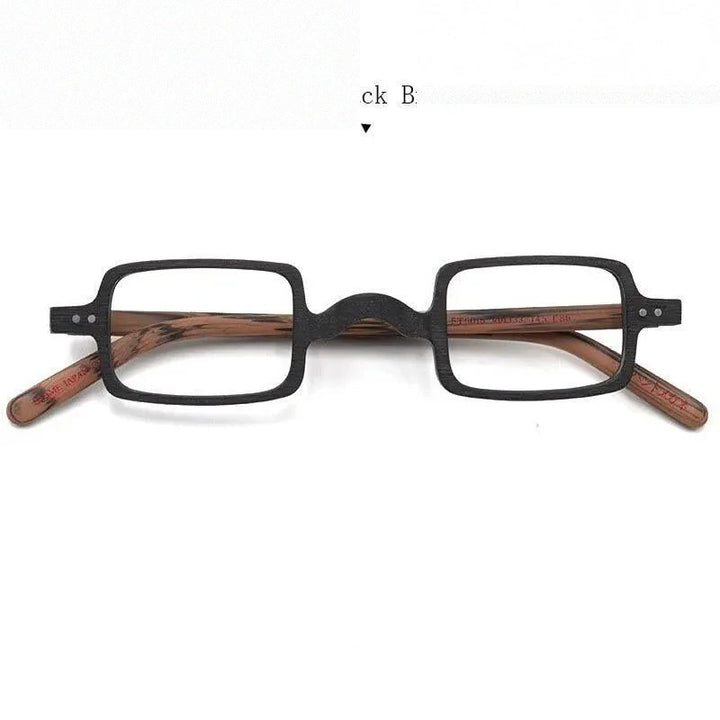 Hdcrafter Unisex Full Rim Square Acetate Wood Frame Eyeglasses Ft6016 - Wood Black Brown