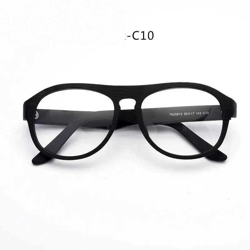 Hdcrafter Unisex Full Rim Square Bamboo Wood Eyeglasses Ta25912 - Black-C10