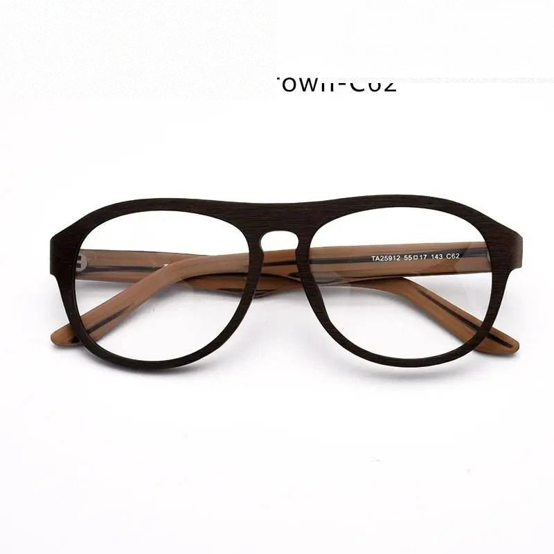 Hdcrafter Unisex Full Rim Square Bamboo Wood Eyeglasses Ta25912 - Coffee Brown-C62