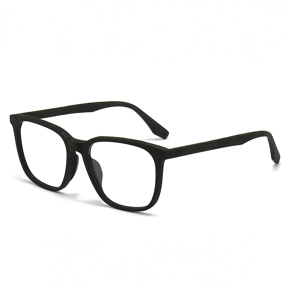 Hdcrafter Unisex Full Rim Square Oval Bamboo Wood Eyeglasses 48082 - Black-C10