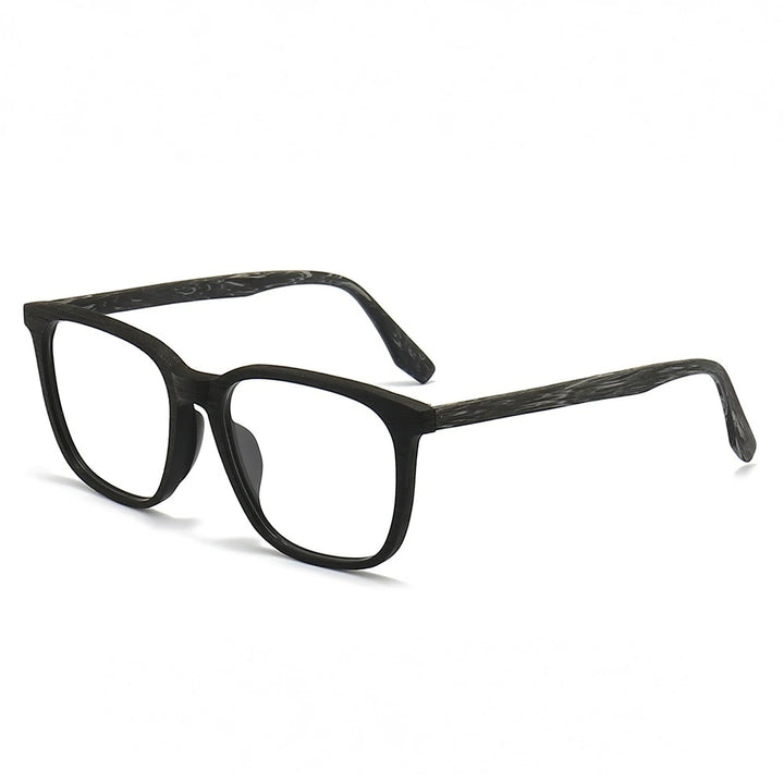 Hdcrafter Unisex Full Rim Square Oval Bamboo Wood Eyeglasses 48082 - Black-Grey-C82
