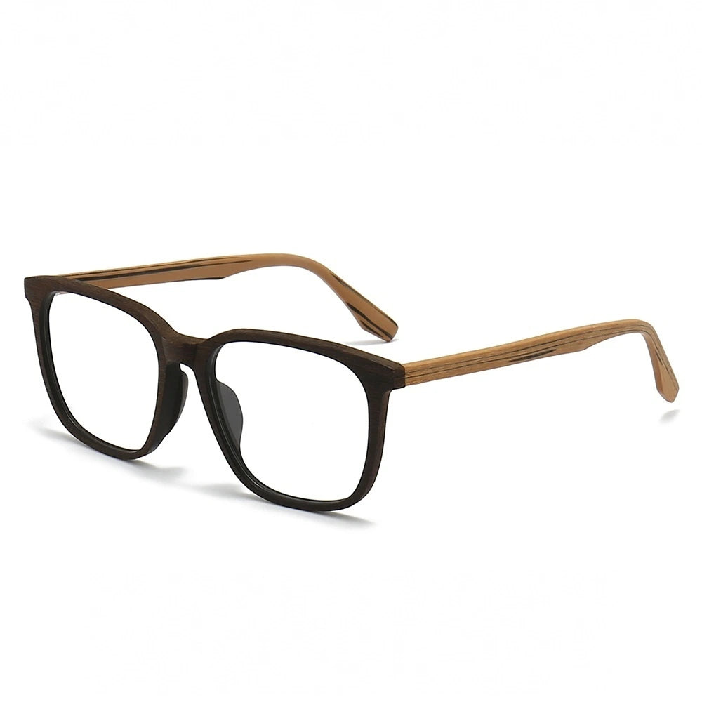 Hdcrafter Unisex Full Rim Square Oval Bamboo Wood Eyeglasses 48082 - Coffee-Brown-C62