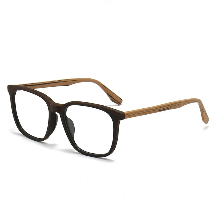 Hdcrafter Unisex Full Rim Square Oval Bamboo Wood Eyeglasses 48082 - Coffee-Brown-C62