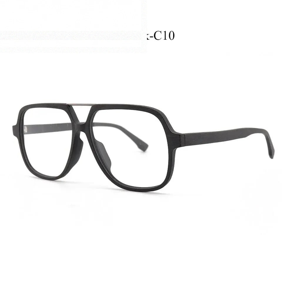 Hdcrafter Unisex Full Rim Square Oversized Wood Eyeglasses Ps8210 - Black-C10