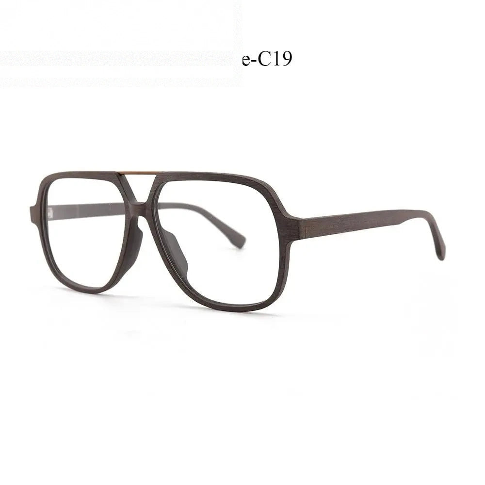 Hdcrafter Unisex Full Rim Square Oversized Wood Eyeglasses Ps8210 - Coffee-C19