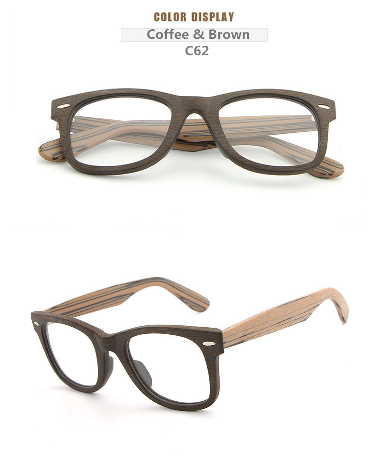 Hdcrafter Unisex Full Rim Square Round Wood Frame Eyeglasses Lhb031 - BlackBrownC806
