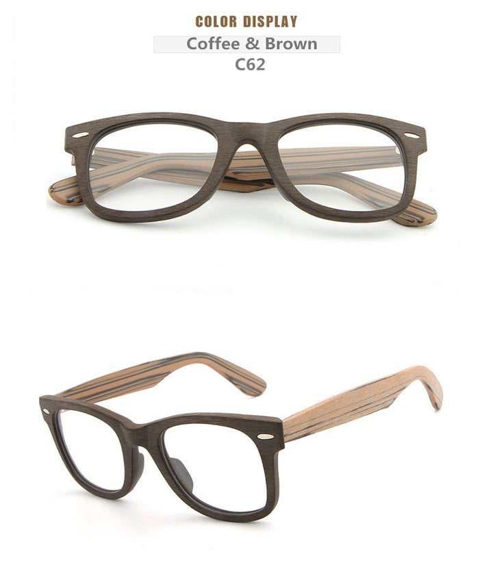Hdcrafter Unisex Full Rim Square Round Wood Frame Eyeglasses Lhb031 - BlackBrownC806