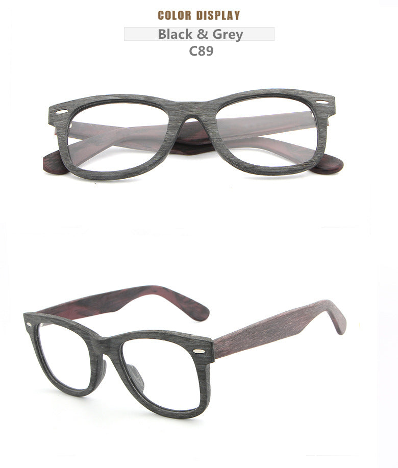 Hdcrafter Unisex Full Rim Square Round Wood Frame Eyeglasses Lhb031 - BlackC10