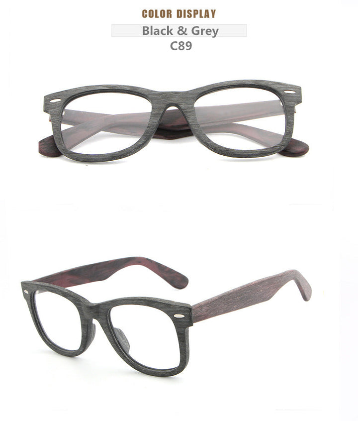 Hdcrafter Unisex Full Rim Square Round Wood Frame Eyeglasses Lhb031 - BlackC10