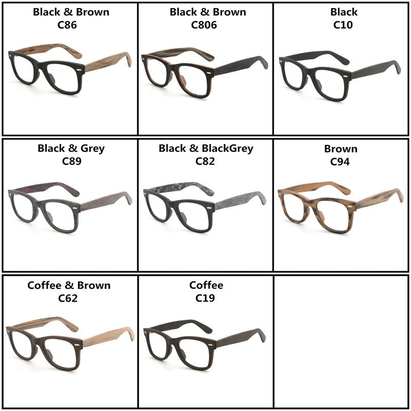 Hdcrafter Unisex Full Rim Square Round Wood Frame Eyeglasses Lhb031 - BrownC94