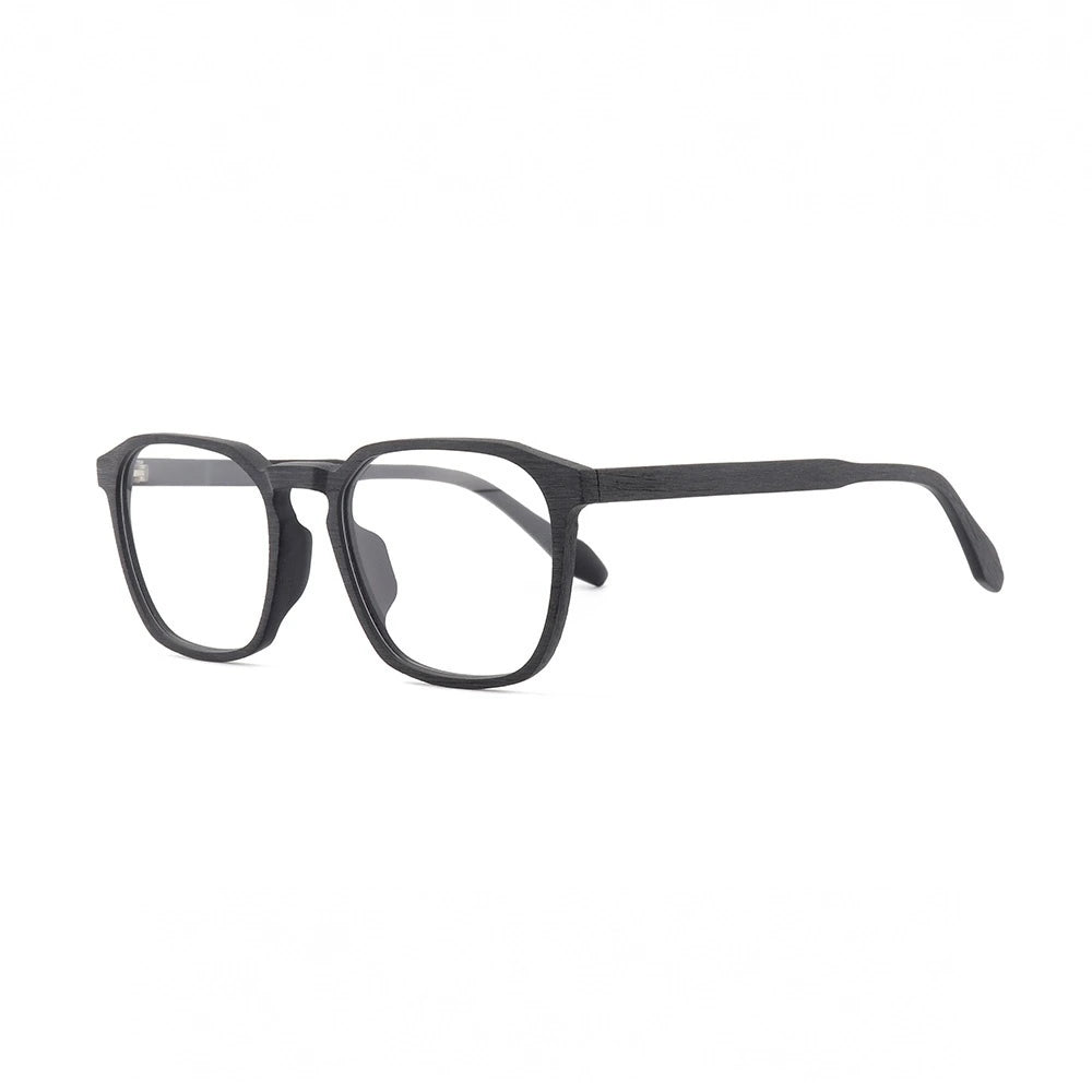 Hdcrafter Unisex Full Rim Square Wood Alloy Eyeglasses 1692 - C10