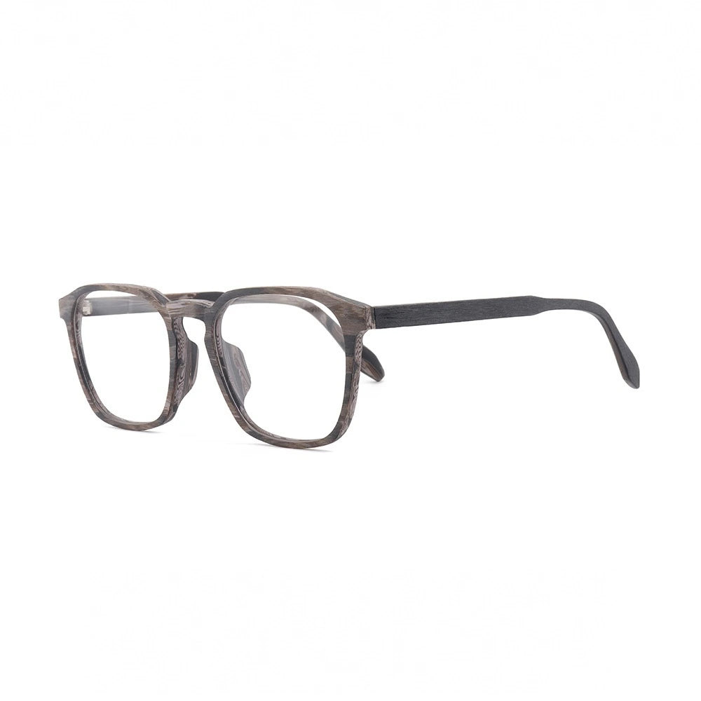 Hdcrafter Unisex Full Rim Square Wood Alloy Eyeglasses 1692 - C15