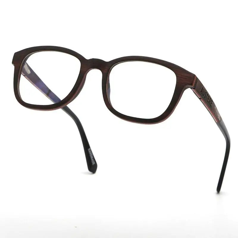 Hdcrafter Unisex Full Rim Square Wood Eyeglasses 56367 - Brown Wood