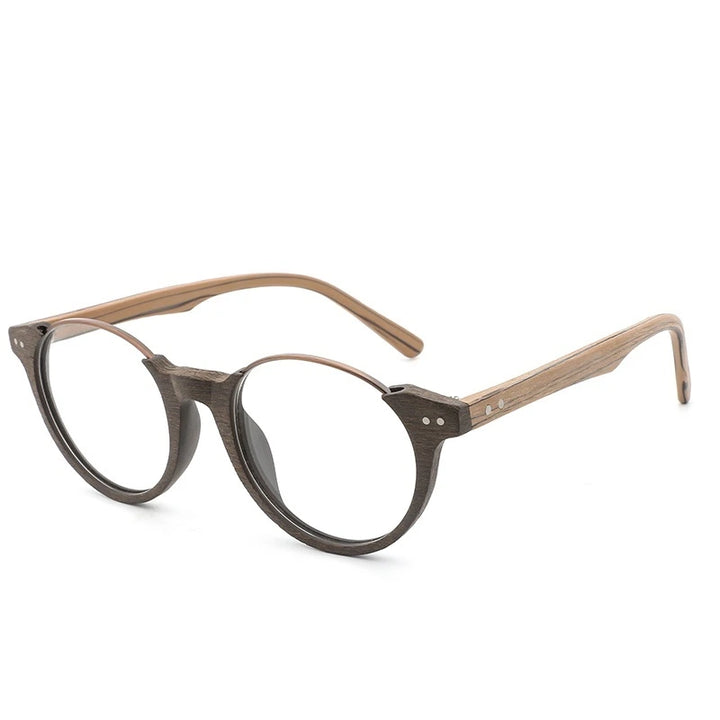 Hdcrafter Unisex Full Rim Square Wood Metal Frame Eyeglasses Ft5359 - C62
