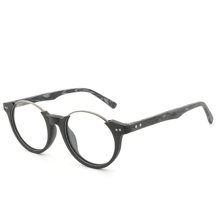 Hdcrafter Unisex Full Rim Square Wood Metal Frame Eyeglasses Ft5359 - C82