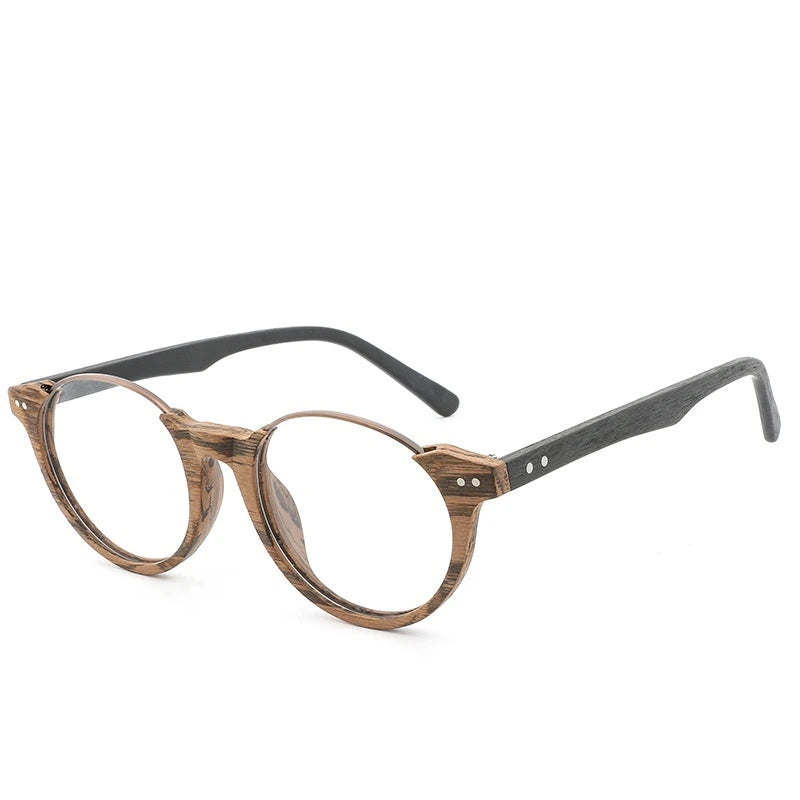 Hdcrafter Unisex Full Rim Square Wood Metal Frame Eyeglasses Ft5359 - C90