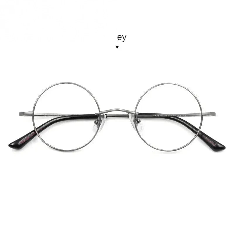 Hdcrafter Women's Full Rim Round Titanium Eyeglasses 43100 - GRAY