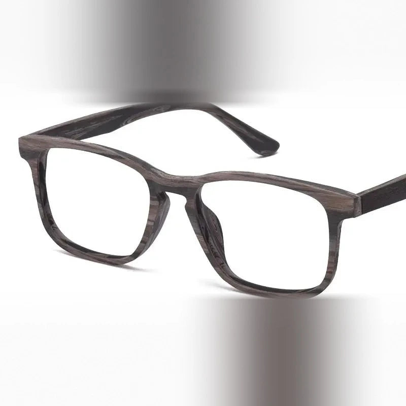 Hdcrafter Women's Full Rim Square Wood Titanium Eyeglasses 98098 - Grey-C15