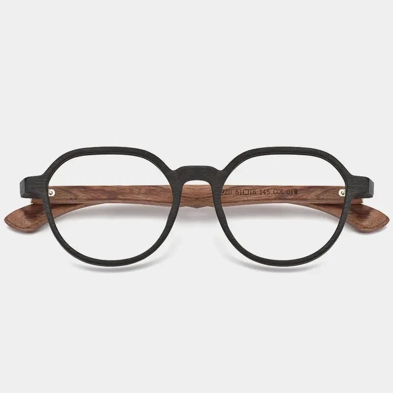 Hdcrafter Women's Full Rim Square Oval Wood Eyeglasses 759239 - Black Brown