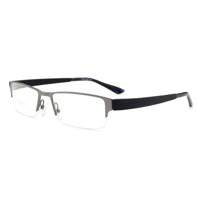 Hotochki Men's Full Rim IP Electroplated Alloy Frame Eyeglasses 1711 - Gray Half-Rim