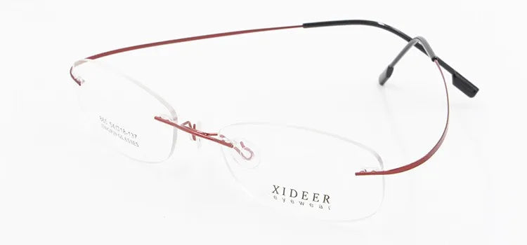 Hotochki Unisex Rimless Memory Titanium Frame Square Eyeglasses 861 - red