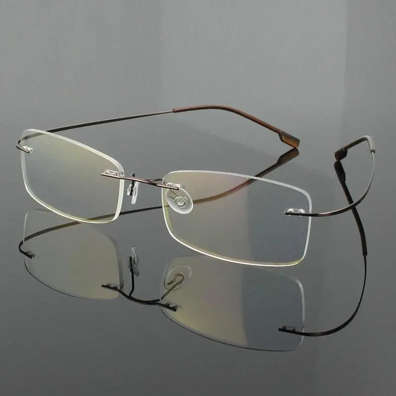 Hotochki Unisex Rimless Memory Titanium Frame Square Eyeglasses 861 - Gray