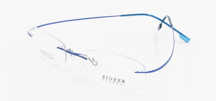 Hotochki Unisex Rimless Memory Titanium Frame Square Eyeglasses 861 - blue