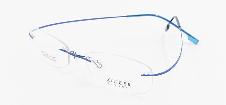 Hotochki Unisex Rimless Memory Titanium Frame Square Eyeglasses 861 - blue