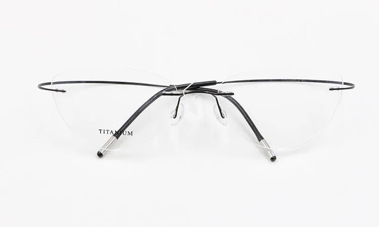 Hotochki Unisex Rimless Memory Titanium Frame Square Eyeglasses 861 - brown