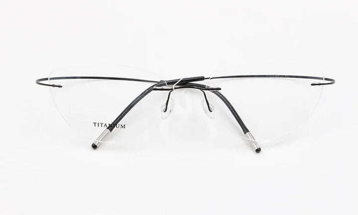 Hotochki Unisex Rimless Memory Titanium Frame Square Eyeglasses 861 - brown