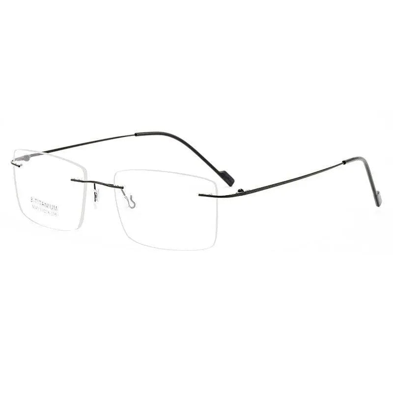 Hotochki Unisex Rimless Rectangle Alloy Frame Eyeglasses 6043 - black